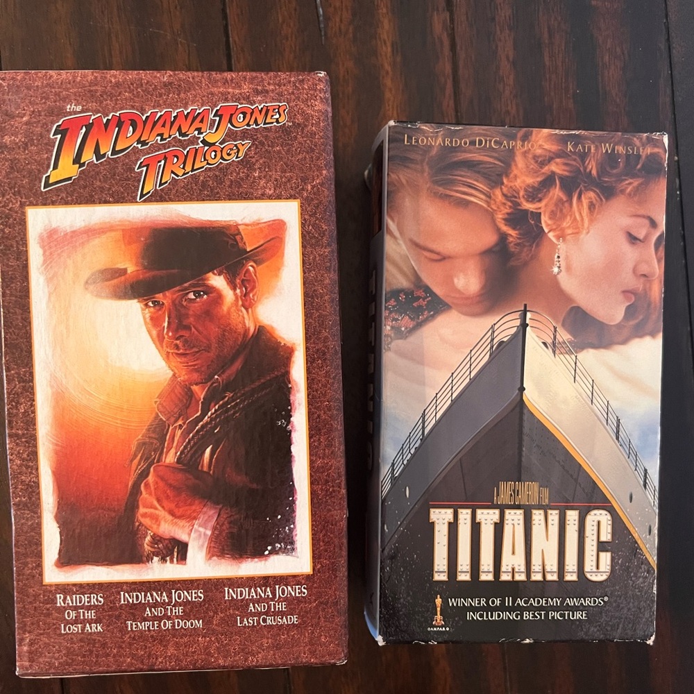 Indiana Jones Trilogy and Titanic VHS Set